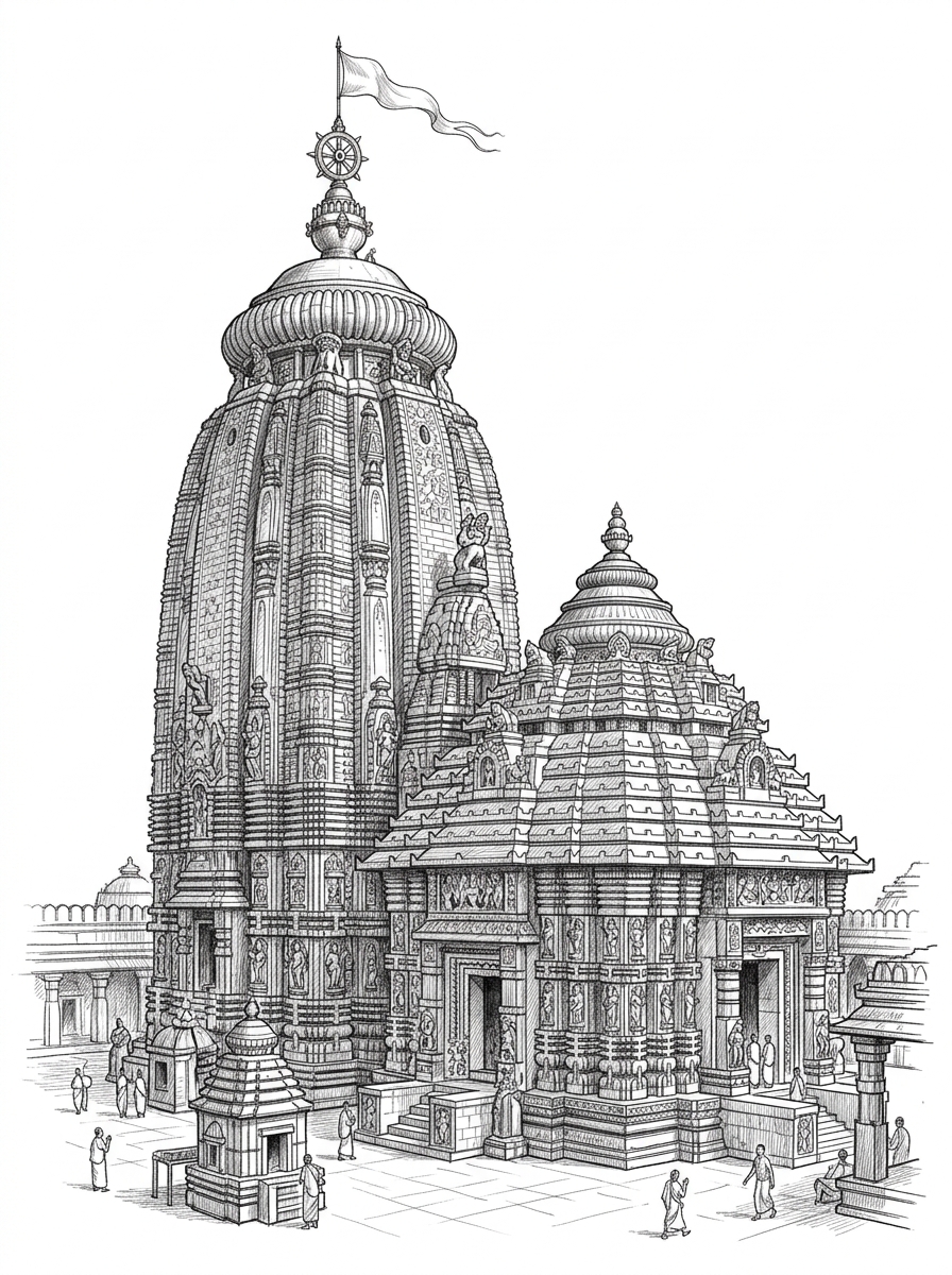 Puri Jagannath Temple Architectural Sketch